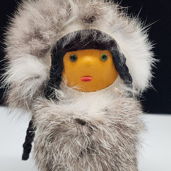 Vintage Eskimo Doll With Faux Fur Coat Made in Poland 6" - Picture 3 of 9